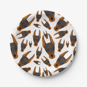Strong Dobie Dog Doberman Pinscher Custom Puppy Paper Plate