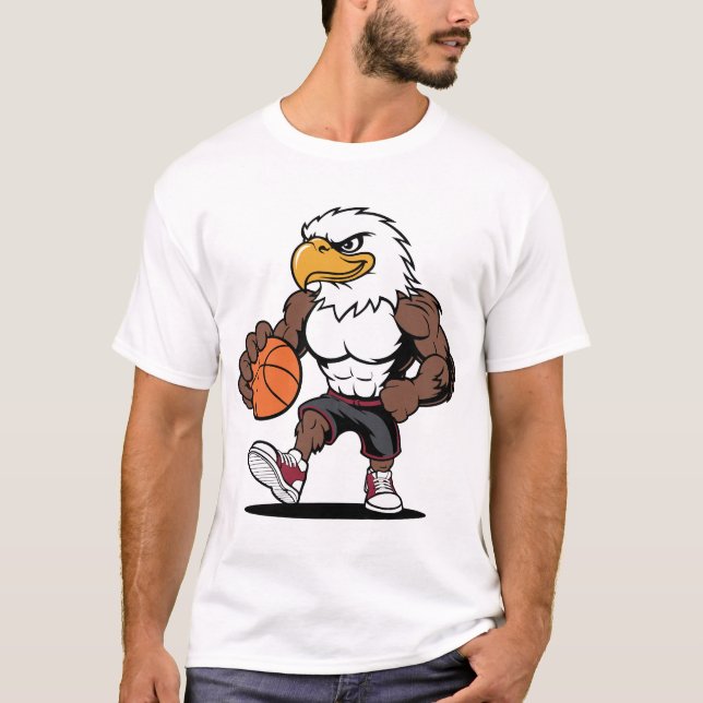 Strong Eagle Basketball Mascot Logo Design Vector T-Shirt (Front)