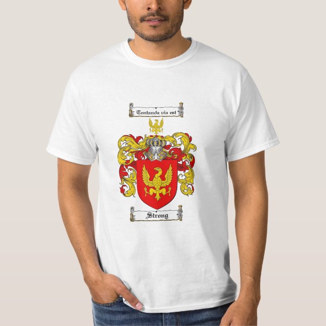 Strong Family Crest - Strong Coat of Arms T-Shirt (Front)