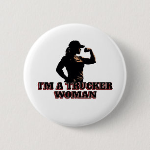 Strong Female Trucker Woman Power Road Pride 6 Cm Round Badge