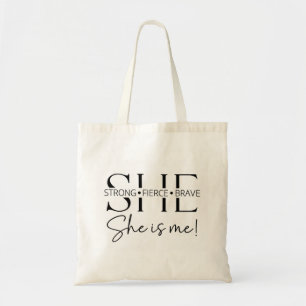 Strong Fierce Brave Inspirational Quote Typography Tote Bag