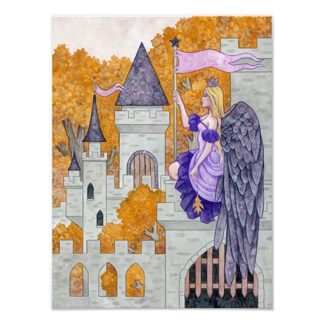 Strong Fortress, Watercolor Angel Art  Photo Print (Front)