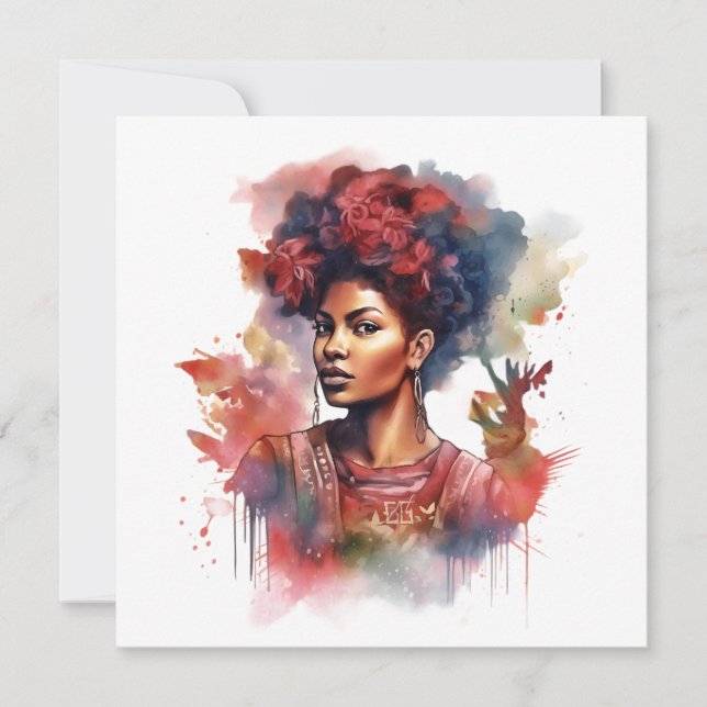 Strong Girl Black History Strong African Thank You Card (Front)