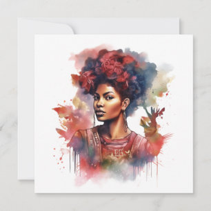 Strong Girl Black History Strong African Thank You Card