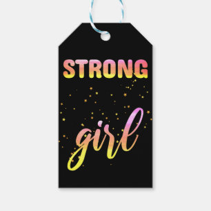 Strong Girl Pastel Star Gift Tags