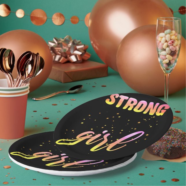 Strong Girl Pastel Star Paper Plate (Multi)