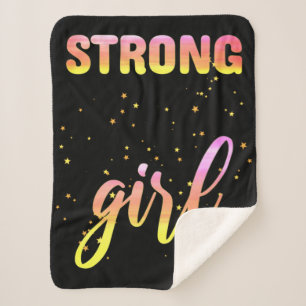 Strong Girl Pastel Star Sherpa Blanket