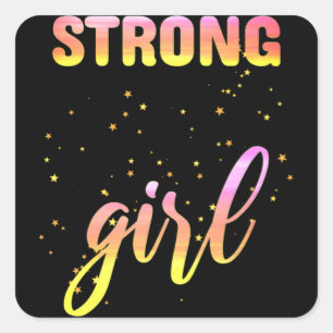 Strong Girl Pastel Star Square Sticker