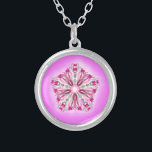 *~* Strong Glowing Pink Star Mandala Healer Reiki Silver Plated Necklace<br><div class="desc">*This pretty little round silver necklace with a delicate hand drawn glowing star mandala in the centre of a strong heart chakra pink background just might capture your heart..chakra.:) The star mandala is very intricate and captivating which must may inspire meditation.* As well as beautiful, this meditative star mandala design...</div>
