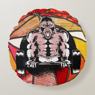 Strong Gorilla pumps muscles by Barbell Design Round Cushion