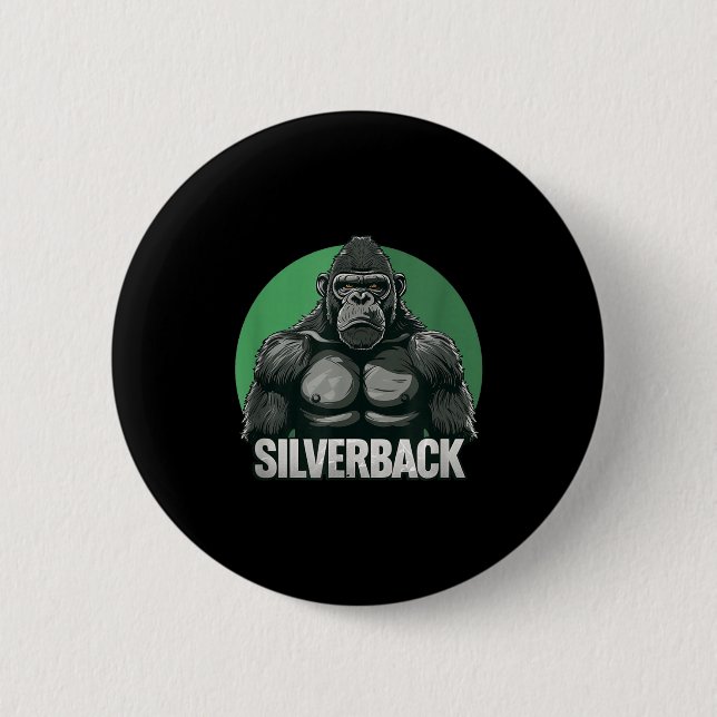 Strong Gorilla Silverback For Monkey Lovers  6 Cm Round Badge (Front)