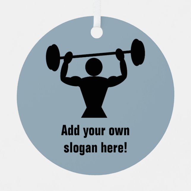 Strong Guy power-lifting weights - add a slogan Metal Tree Decoration (Front)