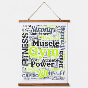 Strong Gym Workout Word Cloud Hanging Tapestry