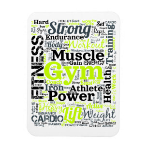 Strong Gym Workout Word Cloud Magnet