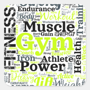 Strong Gym Workout Word Cloud Square Sticker
