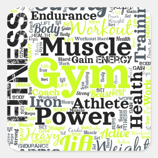 Strong Gym Workout Word Cloud Square Sticker (Front)