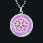 *~* Strong Healer Glowing Magenta Star Mandala Silver Plated Necklace<br><div class="desc">*This sweet little round silver necklace with a delicate hand drawn glowing star mandala in the centre sitting on top of a strong magenta and pinky purple colour background just might capture your higher self's attention :) The star mandala is very intricate and captivating which must may inspire meditation.* As...</div>