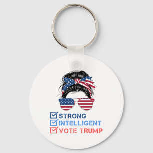 Strong Intelligent Women For Trump Girl Mega Check Key Ring