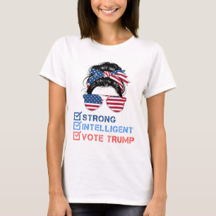 Strong Intelligent Women For Trump Girl Mega Check T-Shirt