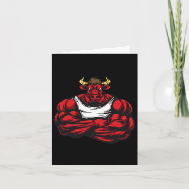 Strong Like Bull Bodybuilding  Card (Front)
