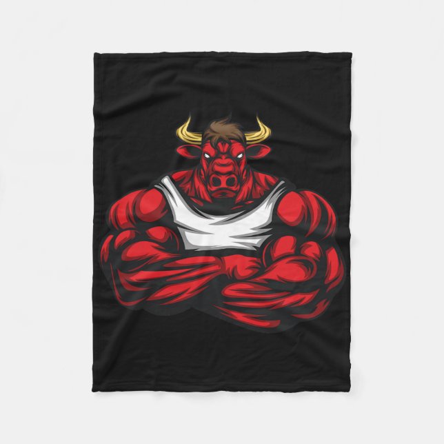 Strong Like Bull Bodybuilding  Fleece Blanket (Front)