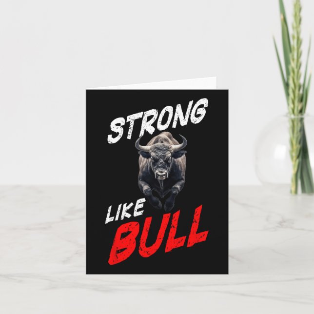 Strong Like Bull Powerlifting Bodybuilding Gym  Card (Front)