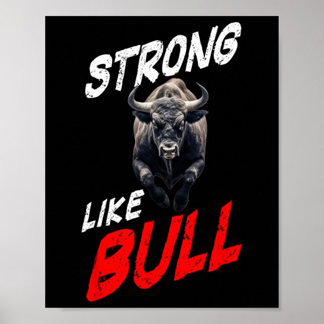 Strong Like Bull Powerlifting Bodybuilding Gym  Poster (Front)
