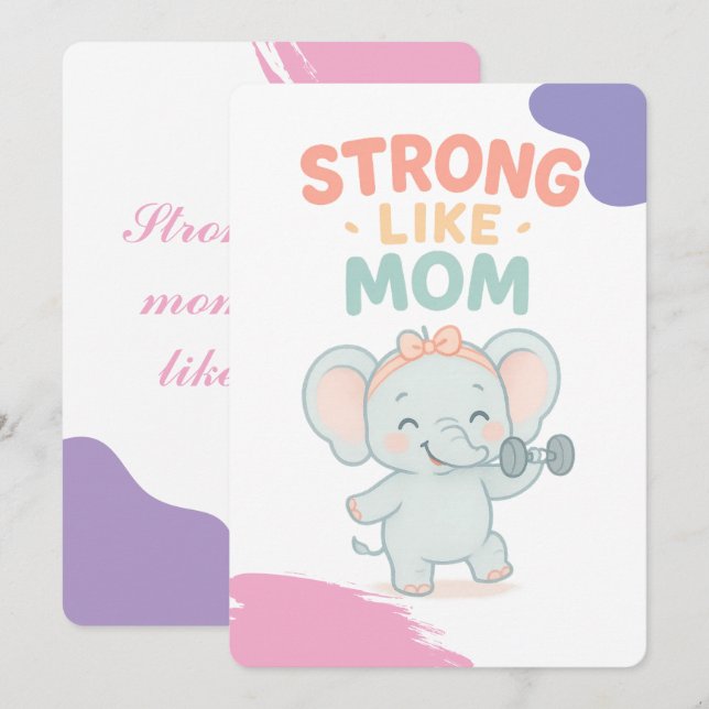 Strong Like Mum Baby Shower Invitation card (Front/Back)