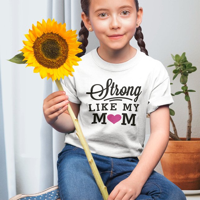 Strong Like My Mum Pink Heart Girls T-Shirt (Creator Uploaded)