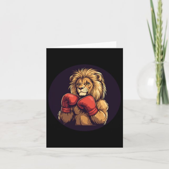 Strong Lion With Boxing Mitts Costume For Boys And Card (Front)