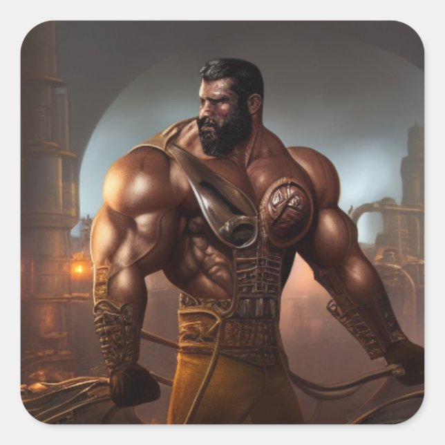 Strong Man Square Sticker (Front)