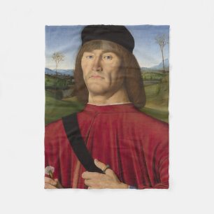 Strong Man With a Pink Carnation (Renaissance Art) Fleece Blanket