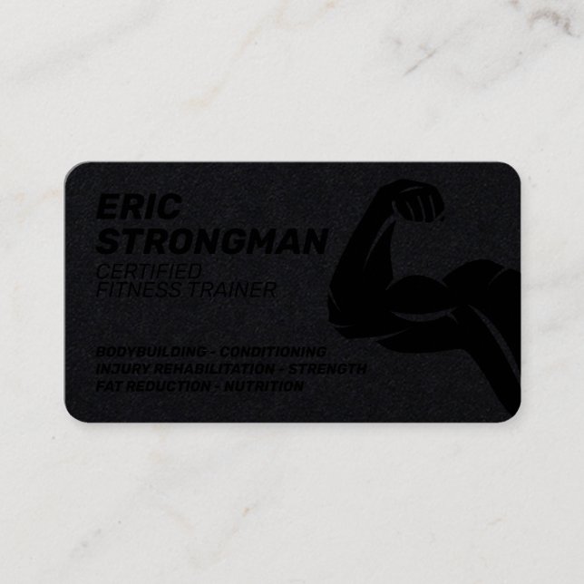Strong masculine dark style trainer business card (Front)