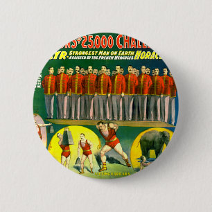 Strong Men Circus Show Vintage 1898 Poster 6 Cm Round Badge