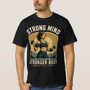 Strong Mind Stronger Body Gym Motivation Design T-Shirt