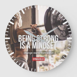 Strong Mindset - Women's Fitness Inspirational Large Clock