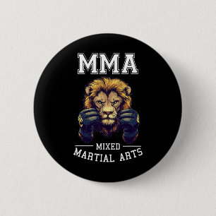 Strong Mma Lion - Thai Boxing Cage Fighting 6 Cm Round Badge