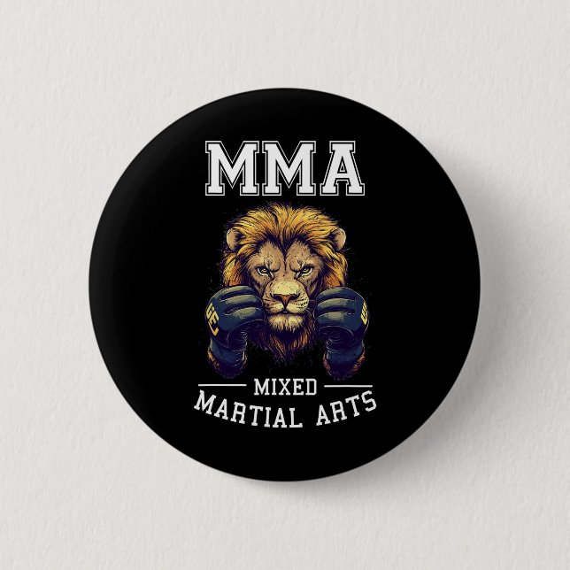 Strong Mma Lion - Thai Boxing Cage Fighting  6 Cm Round Badge (Front)