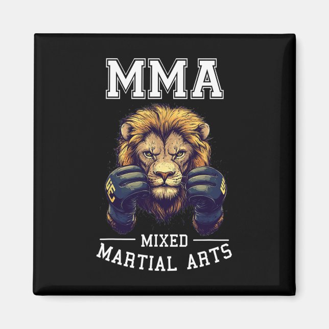 Strong Mma Lion - Thai Boxing Cage Fighting  Magnet (Front)