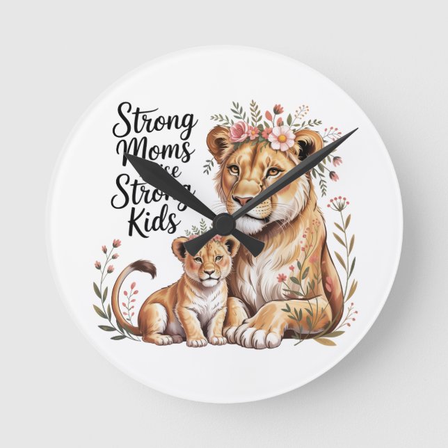 Strong Moms Raise Strong Kids Round Clock (Front)
