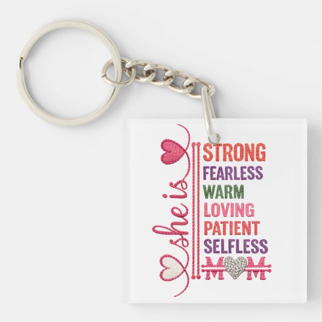 Strong mother quote key ring (Front)