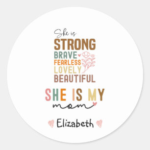 Strong Mum Retro Script Groovy Mother's day  Classic Round Sticker