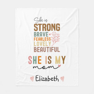 Strong Mum Retro Script Groovy Mother's day  Fleece Blanket