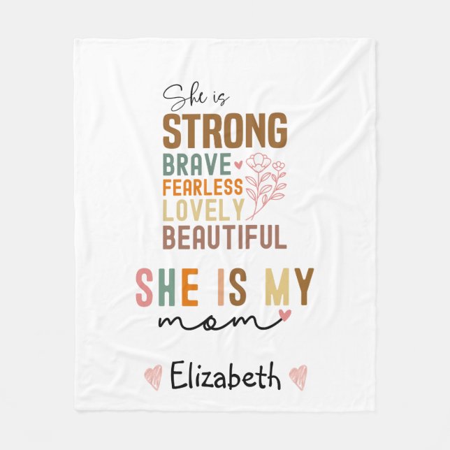 Strong Mum Retro Script Groovy Mother's day  Fleece Blanket (Front)