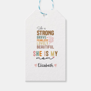 Strong Mum Retro Script Groovy Mother's day  Gift Tags