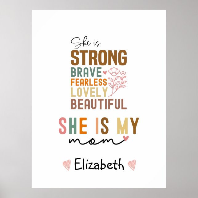 Strong Mum Retro Script Groovy Mother's day  Poster (Front)
