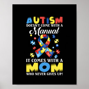 Strong Mum Who Never Gives Up Autism Awareness Poster