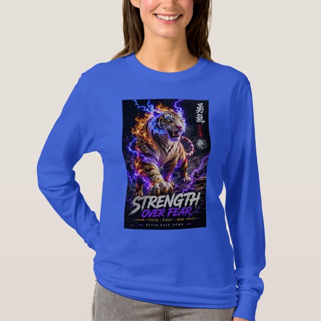 Strong Over Fear Tiger Graphic T-Shirt (Front)