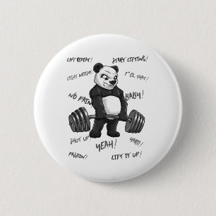 Strong Panda Deadlift Shirt Man Bodybuilder Bear P 6 Cm Round Badge