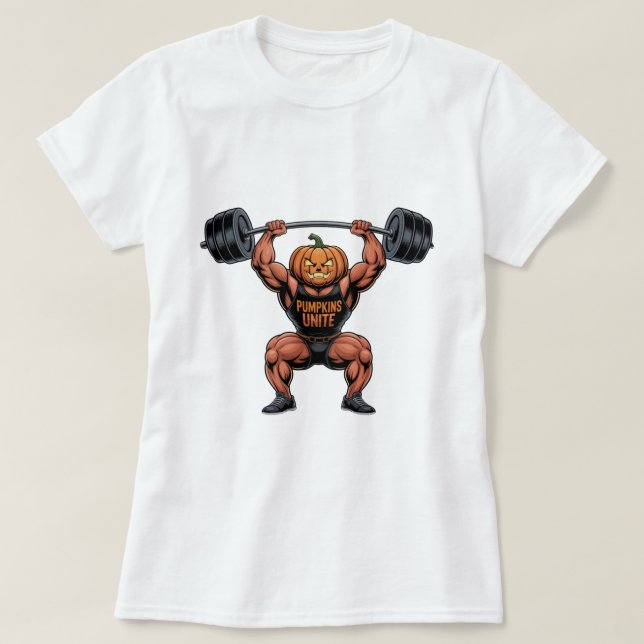 Strong Pumpkin Halloween T-Shirt  Funny Fitness (Design Front)